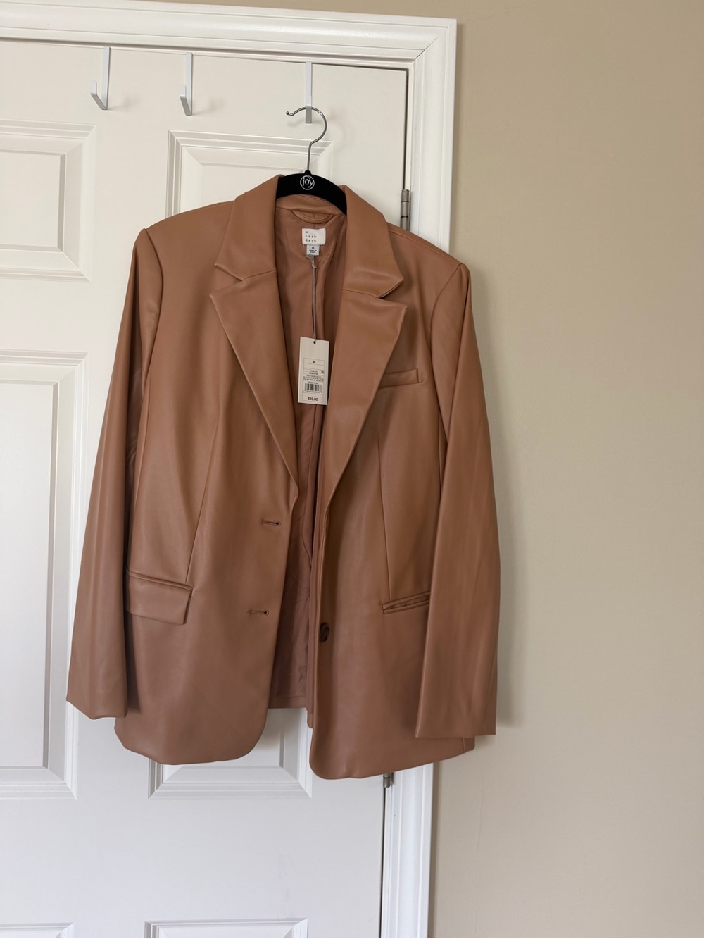 Tan Faux Leather Blazer